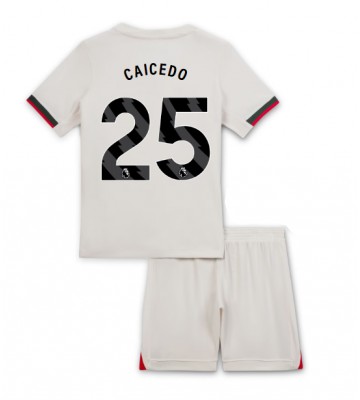 Chelsea Moises Caicedo #25 Udebanetrøje Børn 2025-26 Kortærmet (+ Korte bukser)